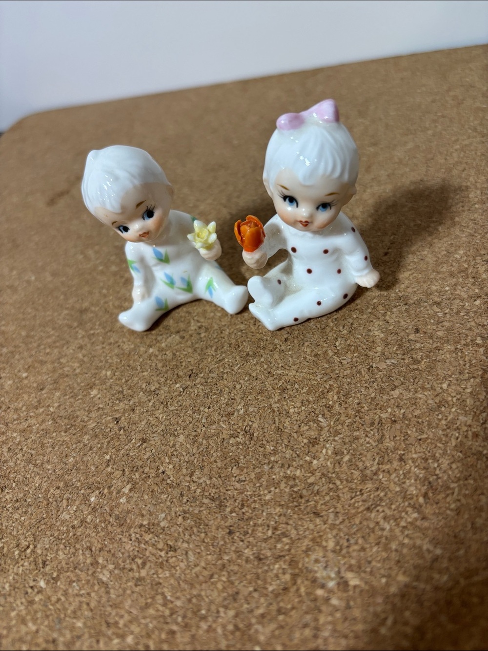 Vintage Porcelain Sitting Baby Figurines - Pair 2”